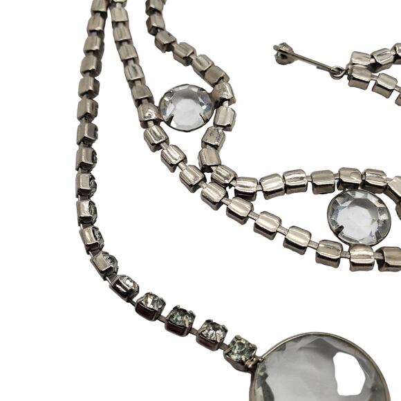 Crystal Rhinestone Belt Silver Tone Prong D&E 38" Skinny Bling Adjustable 1960s - Picture 10 of 12